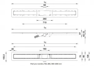 HOPA - Odtokový žľab Standardline MEDIUM - Dĺžka - 100 OLPZLABST99