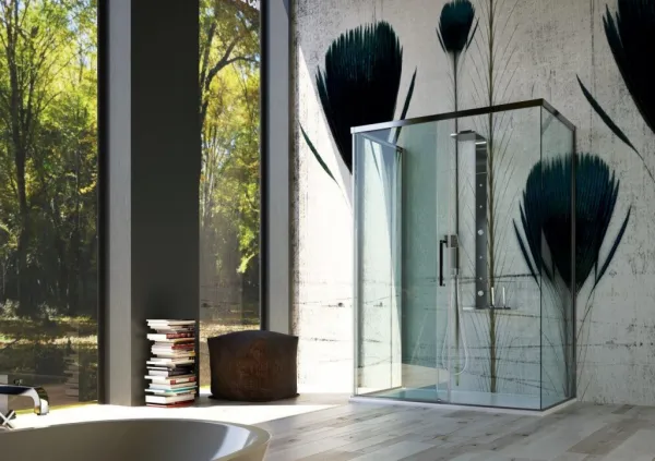 FORTE - Sprchové dvere URBAN ESSENCE N1FS - Farba rámu zásteny - Hliník ossidato, Rozmer A - 100, Smer zatváranie - Pravé (DX), Výplň - Číre bezpečnostné sklo - 6 mm BEN10DXA1