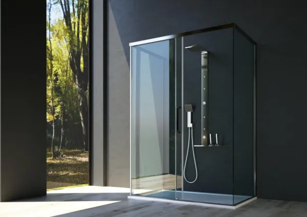 FORTE - Sprchové dvere URBAN ESSENCE N1FS - Farba rámu zásteny - Hliník ossidato, Rozmer A - 100, Smer zatváranie - Pravé (DX), Výplň - Číre bezpečnostné sklo - 6 mm BEN10DXA1