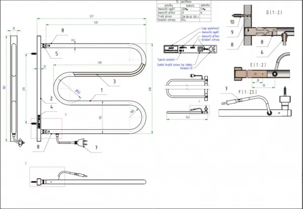 HOPA - Elektrický sušiak otočný - Rozmery sušiakov - ES 2 - 35 × 565 × 475 mm, nerez, 30 W OLBES2ON