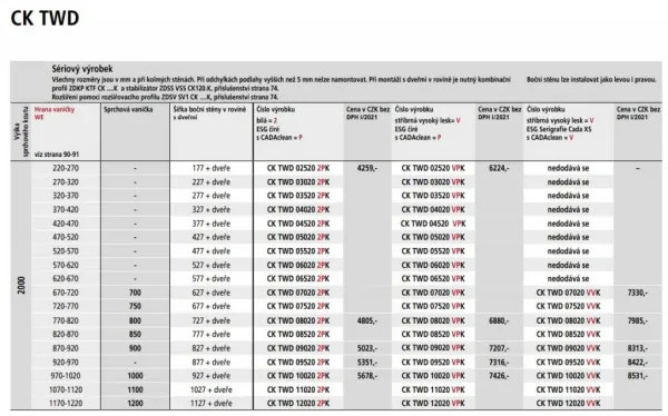 KERMI - Cada XS strieborná lesk bočná stena 1000/2000 číre sklo s CadaClean CKTWD10020VPK CKTWD10020VPK