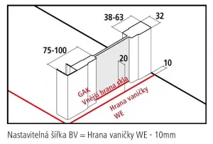 KERMI - Cada XS strieborná lesk bočná stena 1000/2000 číre sklo s CadaClean CKTWD10020VPK CKTWD10020VPK