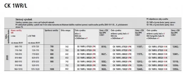 Kermi Kyvné dvere Cada XS 1WL 1000x2000 960-1010 STR.LESK číre+Clean CK1WL10020VPK