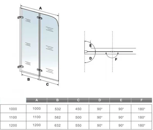 H K - Vaňová zástena S2 CLEAR 100x140cm - dvojdielna sklopná, číre sklo SE-S2CLEAR100