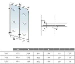 H K - Vaňová zástena S2 CLEAR 100x140cm - dvojdielna sklopná, číre sklo SE-S2CLEAR100