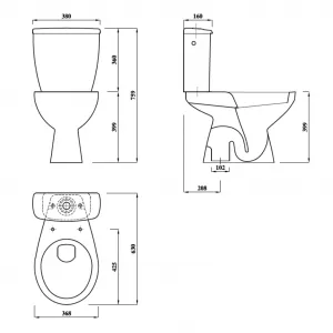 AQUALINE - MIGUEL WC kombi misa, dvojtlačidlo, spodný odpad, biela LC2258