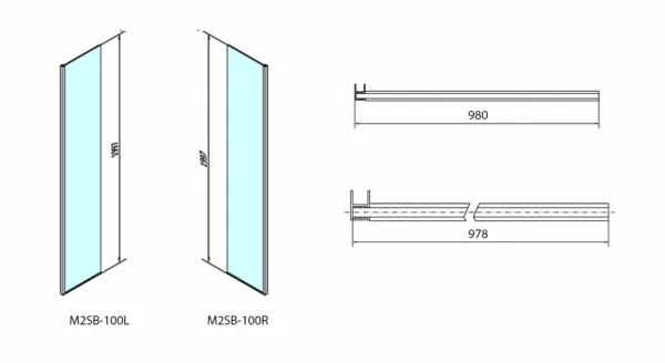 POLYSAN - MODULAR SHOWER prídavný panel na inštaláciu na stenu modulu 2, 1000 ľavý MS2B-100L