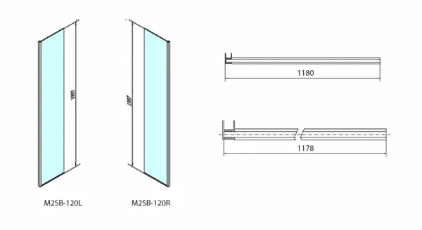 POLYSAN - MODULAR SHOWER prídavný panel na inštaláciu na stenu modulu 2, 1200 pravý MS2B-120R