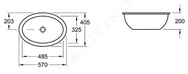 VILLEROY & BOCH - Loop&Friends Vstavané umývadlo, 485x325 mm, bez prepadu, biela 61612101