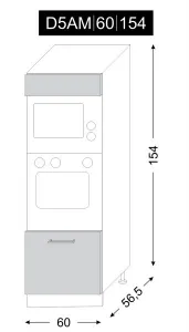 ArtExt Kuchynská skrinka vysoká pre vstavané spotrebiče MALMO | D5AA 60 154 Farba korpusu: Grey