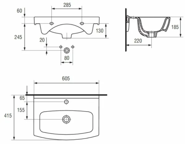 Cersanit Kúpeľňová skrinka Sati + umývadlo Cersania 60 cm