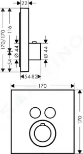 Axor Shower Select Square - podomietkový termostat pre 2 spotrebiče, chróm 36715000