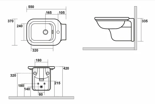 KERASAN - WALDORF bidet závesný 37x55cm, biela 4125K1