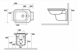 KERASAN - WALDORF bidet závesný 37x55cm, biela 4125K1