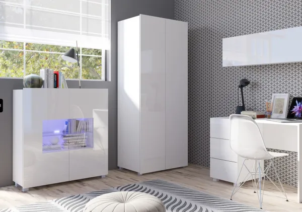 ArtGiB Komoda CALABRINI C-02 | biela/biely lesk