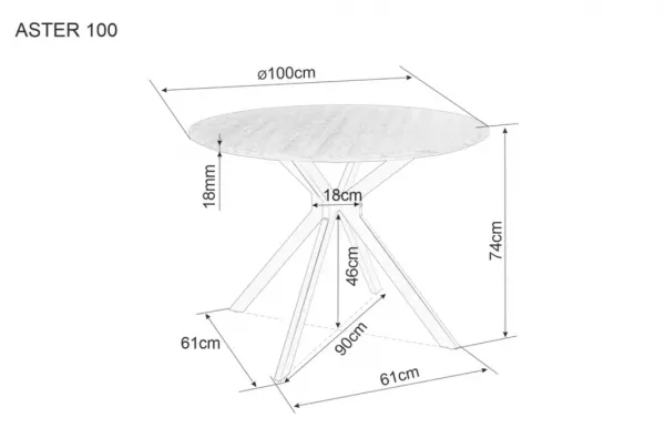 Signal Jedálenský stôl ASTER | dub 100 cm