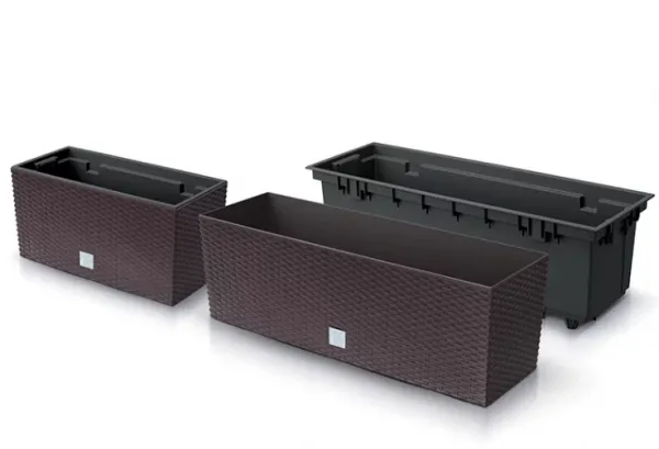 ProsperPlast Kvetináč RATO CASE s vkladom | umbra 39,5 cm