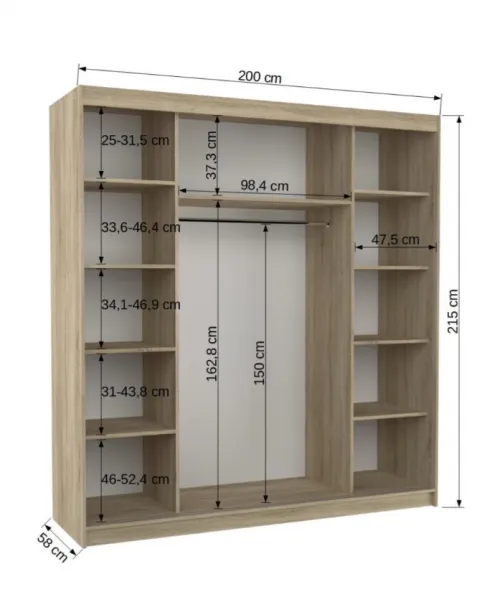ArtAdrk Šatníková skriňa DALMATIA | biela 200 cm