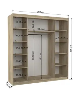 ArtAdrk Šatníková skriňa DALMATIA | biela 200 cm