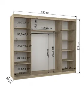 ArtAdrk Šatníková skriňa SALTO | hnedá 250 cm