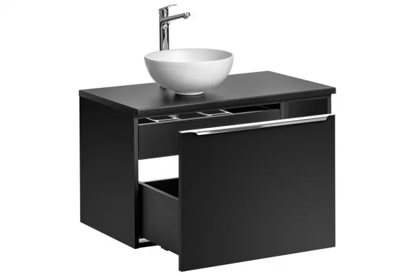 ArtCom Kúpeľňová skrinka s umývadlom a doskou SANTA FE Black DU80/2 | 80 cm
