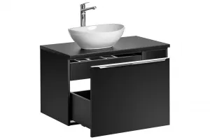 ArtCom Kúpeľňová skrinka s umývadlom a doskou SANTA FE Black DU80/3 | 80 cm