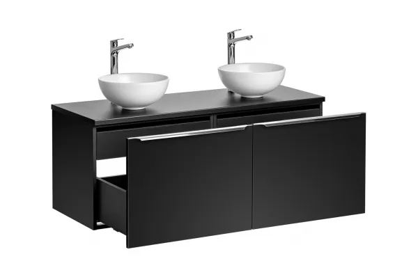 ArtCom Kúpeľňová skrinka s umývadlom a doskou SANTA FE Black DU120/1 | 120 cm