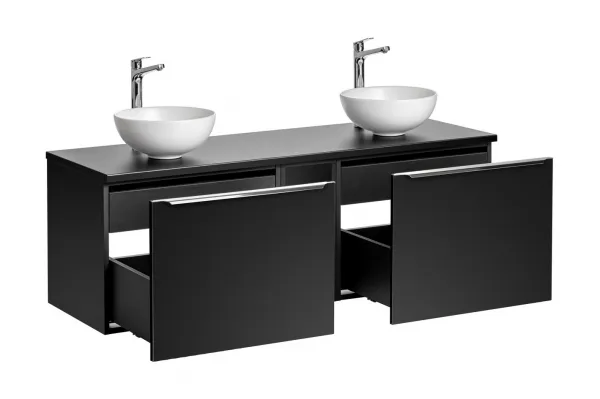 Comad Závěsná skříňka SantaFe Domi s deskou a umyvadly 140 cm černá