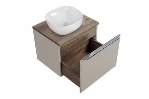 Comad Závěsná skříňka SantaFe Smile s deskou a umyvadlem 60 cm taupe/dub santa fe vintage