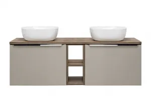 ArtCom Kúpeľňová skrinka s umývadlom a doskou SANTA Fe Taupe DU140/1 | 140 cm