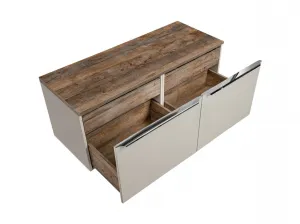 Comad Závěsná skříňka pod umyvadlo SantaFe s deskou 120 cm taupe/dub santa fe vintage
