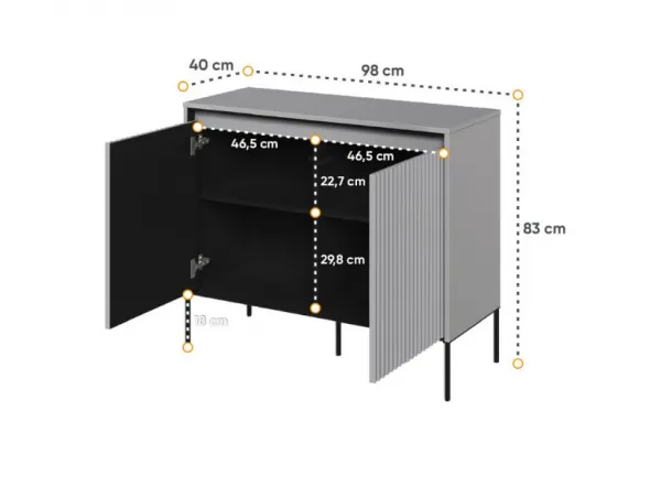 Dig-net nábytok Komoda SWING TR-02 s LED osvetlením | sivá