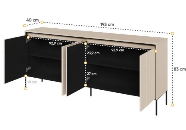 Dig-net nábytok Komoda SWING TR-04 s LED osvetlením | béžová