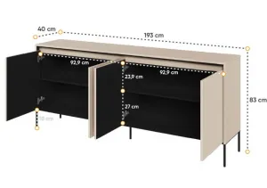 Dig-net nábytok Komoda SWING TR-04 s LED osvetlením | béžová
