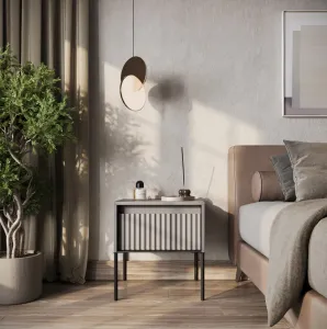 Dig-net nábytok Nočný stolík SWING TR-10 s LED osvetlením | sivá