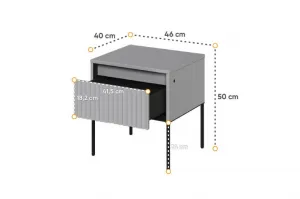 Dig-net nábytok Nočný stolík SWING TR-10 s LED osvetlením | sivá