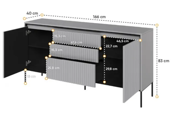 Dig-net nábytok Komoda SWING TR-01 s LED osvetlením | sivá