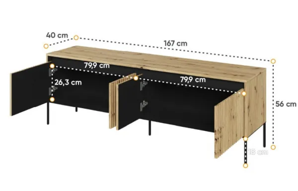 Dig-net nábytok TV stolík SWING TR-05 s LED osvetlením | dub artisan