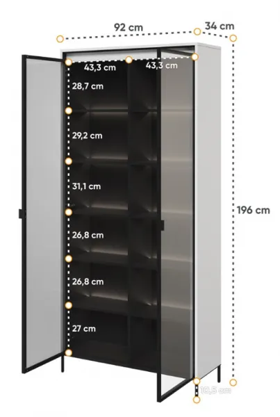 Dig-net nábytok Vitrína SWING TR-07 s LED osvetlením | béžová Variant: s LED osvetlením políc