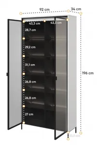Dig-net nábytok Vitrína SWING TR-07 s LED osvetlením | béžová Variant: s LED osvetlením políc
