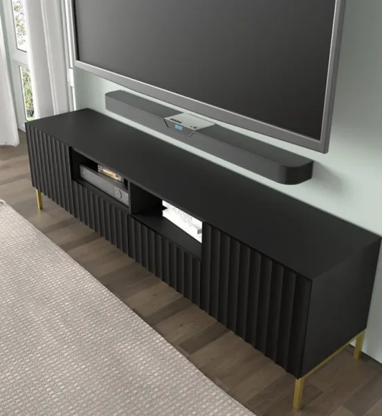 ArtBm Tv stolík WAVE 200 | 2D2S Prevedenie: Biela mat / čierne nohy