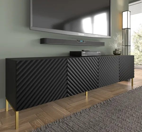 ArtBm Tv stolík SURF 200 | 4D Prevedenie: Biela mat / čierne nohy