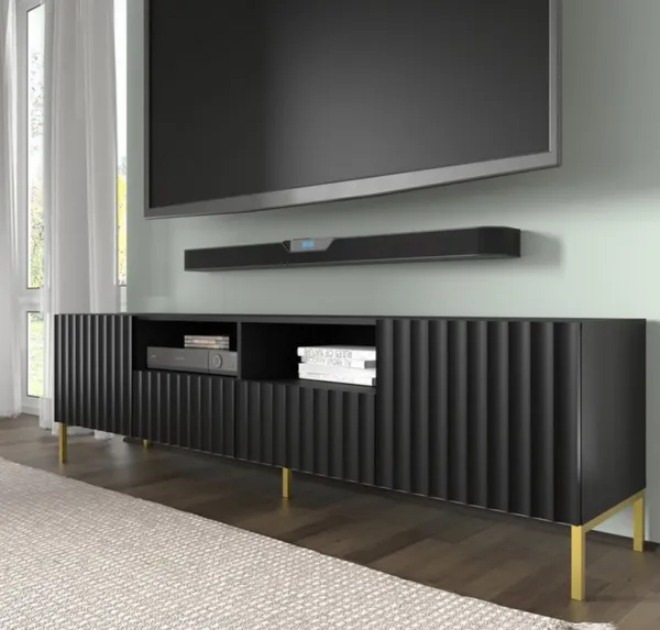 ArtBm Tv stolík WAVE 200 | 2D2S Prevedenie: Biela mat / čierne nohy
