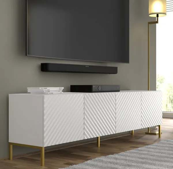 ArtBm Tv stolík SURF 200 | 4D Prevedenie: Biela mat / čierne nohy