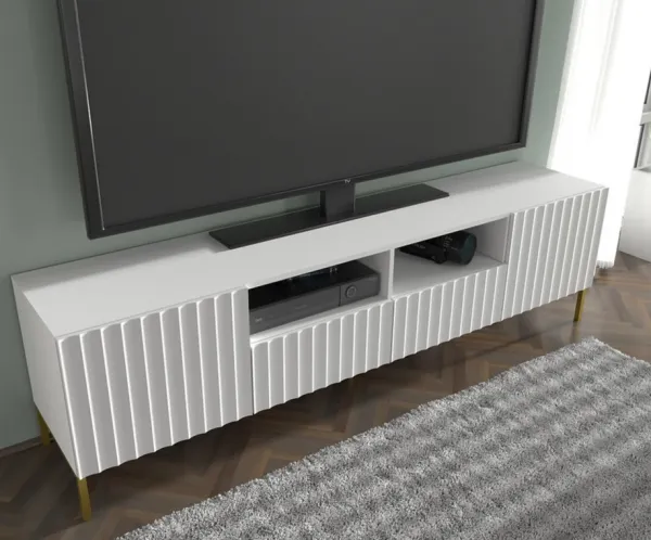ArtBm Tv stolík WAVE 200 | 2D2S Prevedenie: Biela mat / čierne nohy