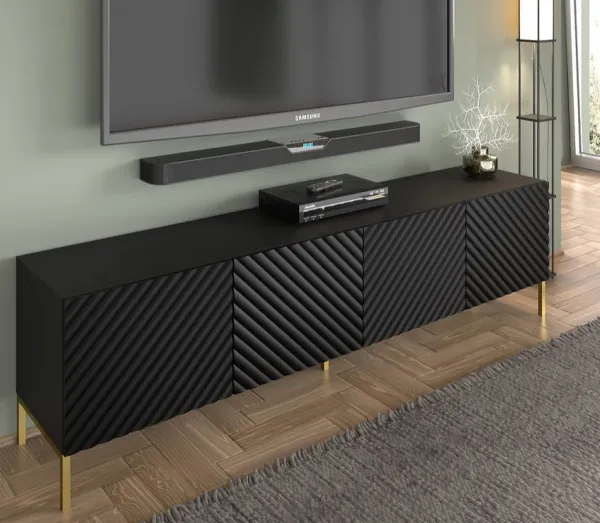ArtBm Tv stolík SURF 200 | 4D Prevedenie: Biela mat / čierne nohy