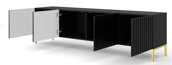 ArtBm Tv stolík WAVE 200 | 4D Prevedenie: Biela mat / čierne nohy