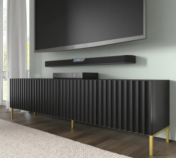 ArtBm Tv stolík WAVE 200 | 4D Prevedenie: Biela mat / čierne nohy