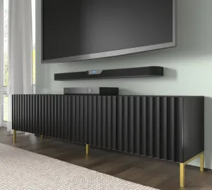 ArtBm Tv stolík WAVE 200 | 4D Prevedenie: Biela mat / čierne nohy