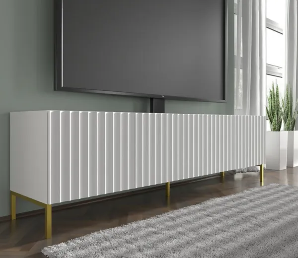 ArtBm Tv stolík WAVE 200 | 4D Prevedenie: Biela mat / čierne nohy